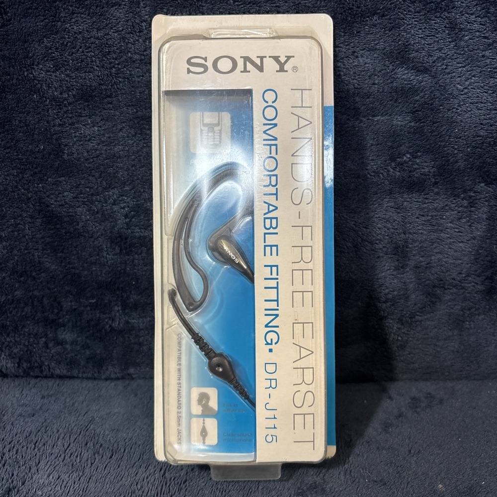Sony Corded Mobile Ear Clip Headset - Stereo Headphones - Black (DR-J115) NOS